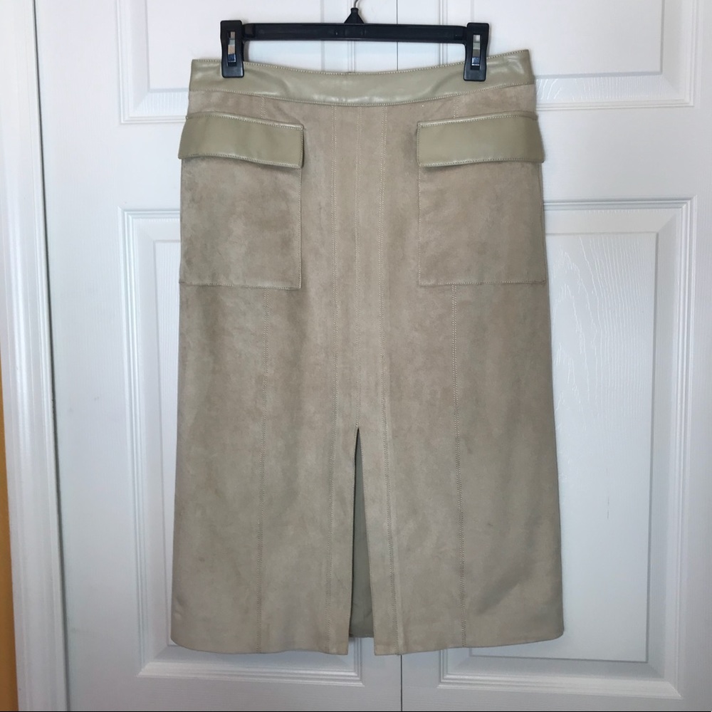 Anthropologie Faux Leather Suede Pencil Skirt